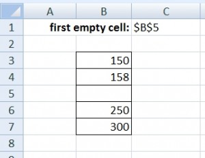 First empty cell in column - example1