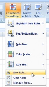 New rule in conditional formatting