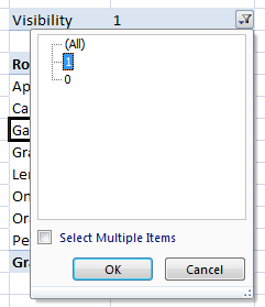 Pivot Table with visibility filter