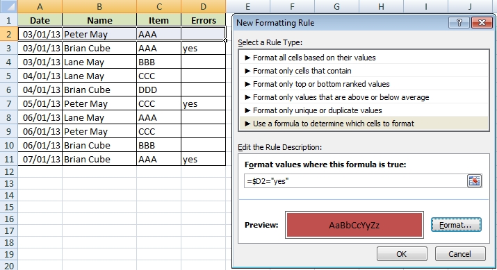 How To Highlight Whole Row Using Conditional Formatting Excel 8699