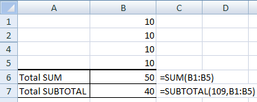 total without hidden row