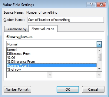 Value Field Setting selection